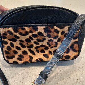 J. Crew Camera bag, leopard calf hair, NWT